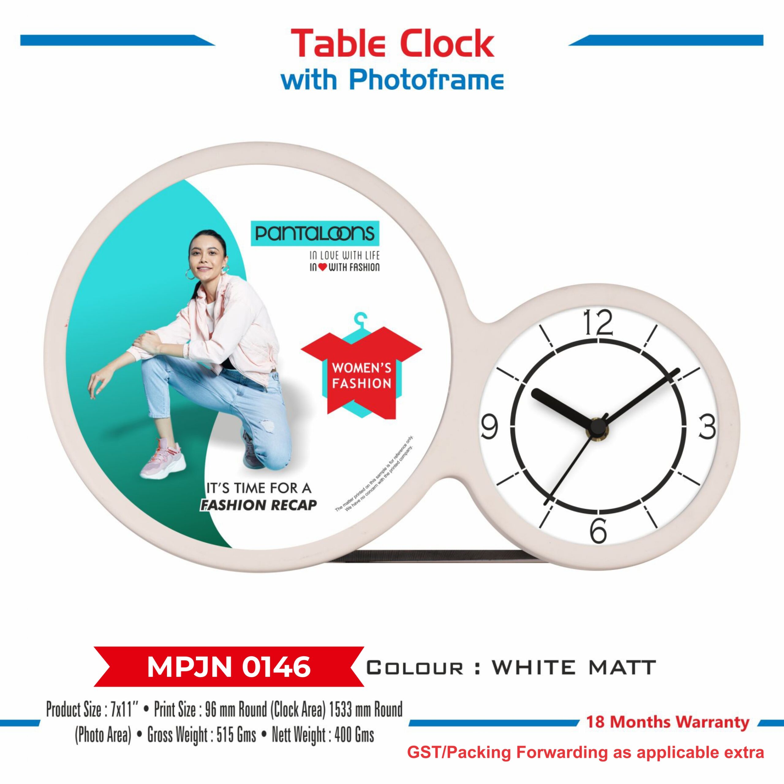 Table Clock with Photoframe - Code : MPJN 0146