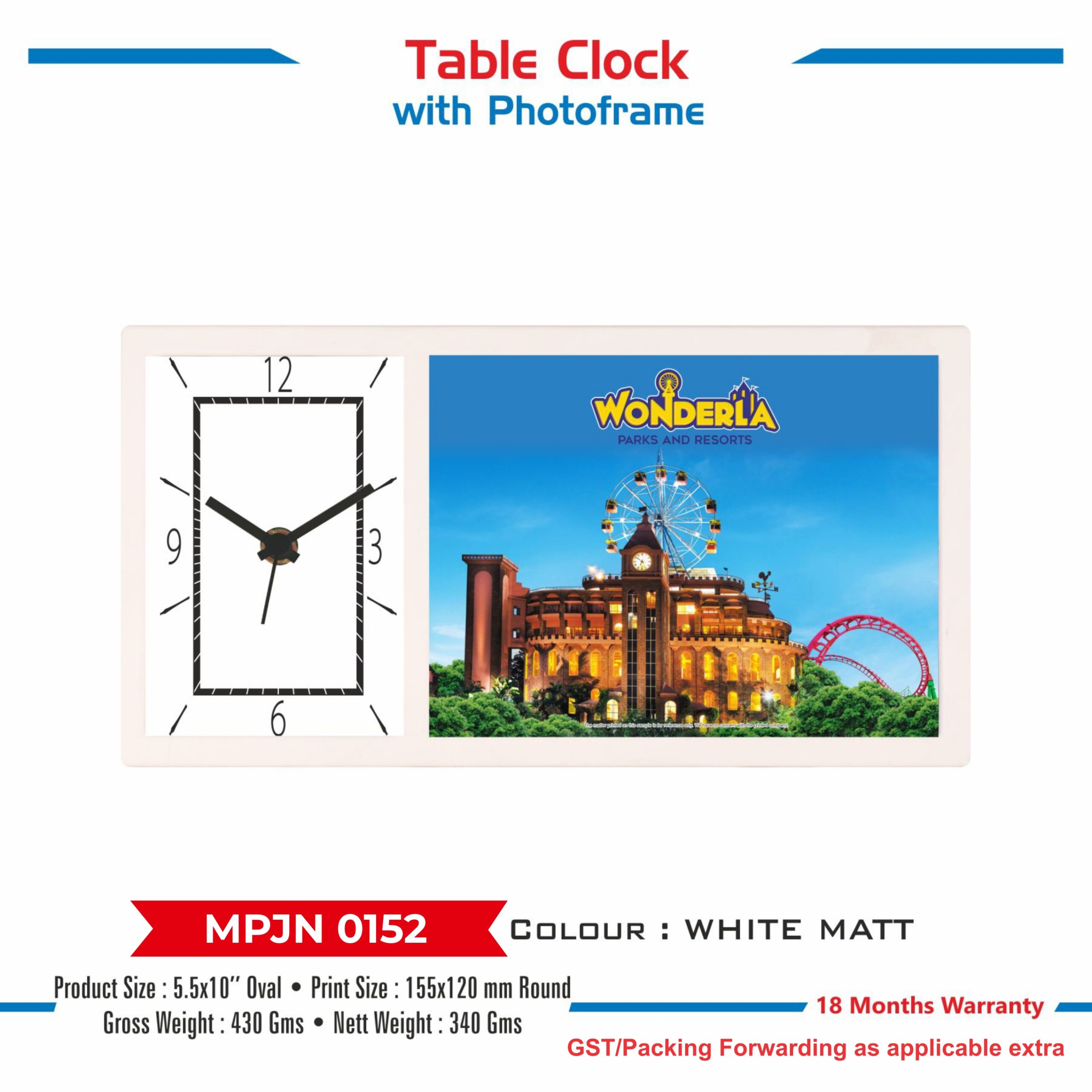 Table Clock with Photoframe - Code : MPJN 0152