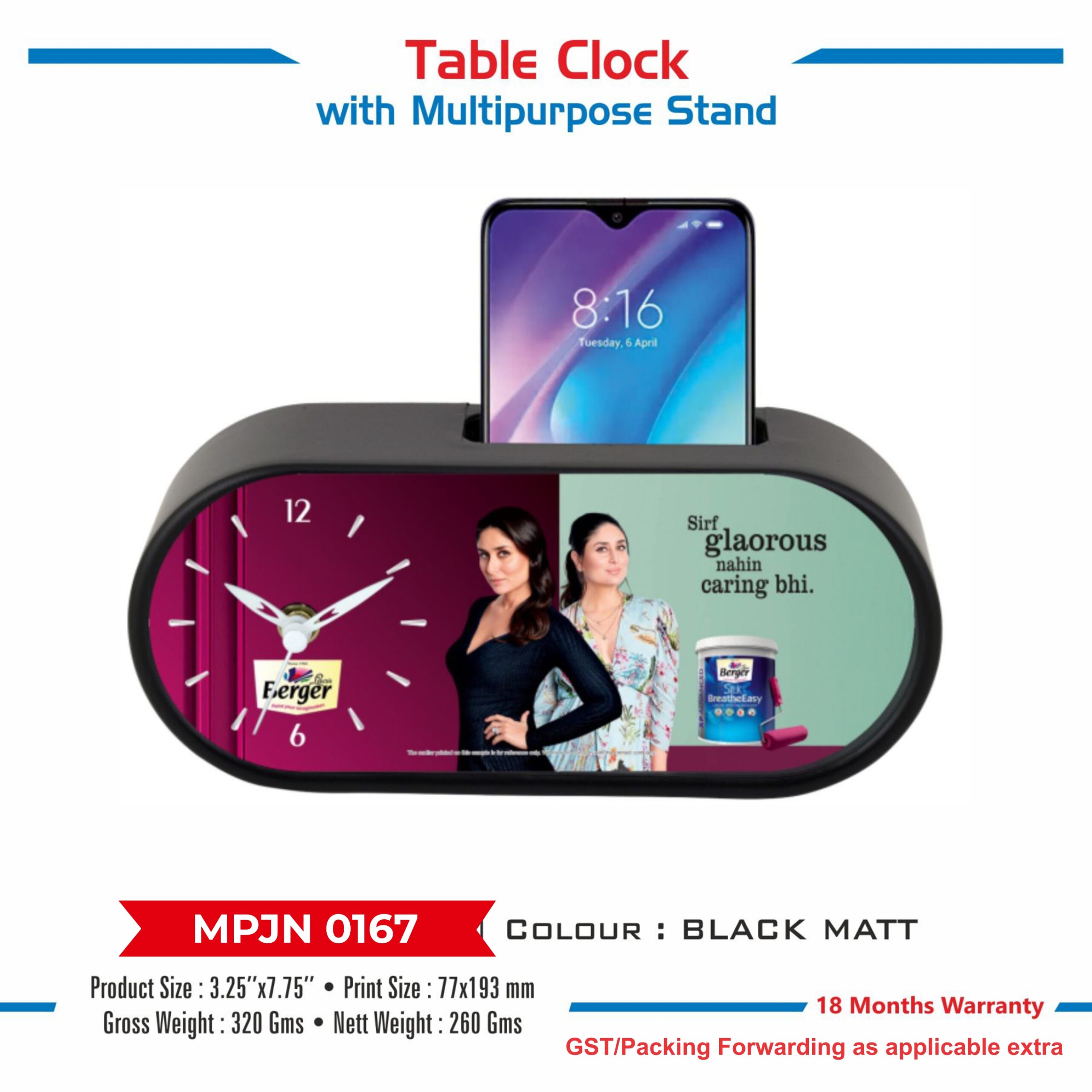 Table Clock with Multipurpose Stand - Code : MPJN 0167