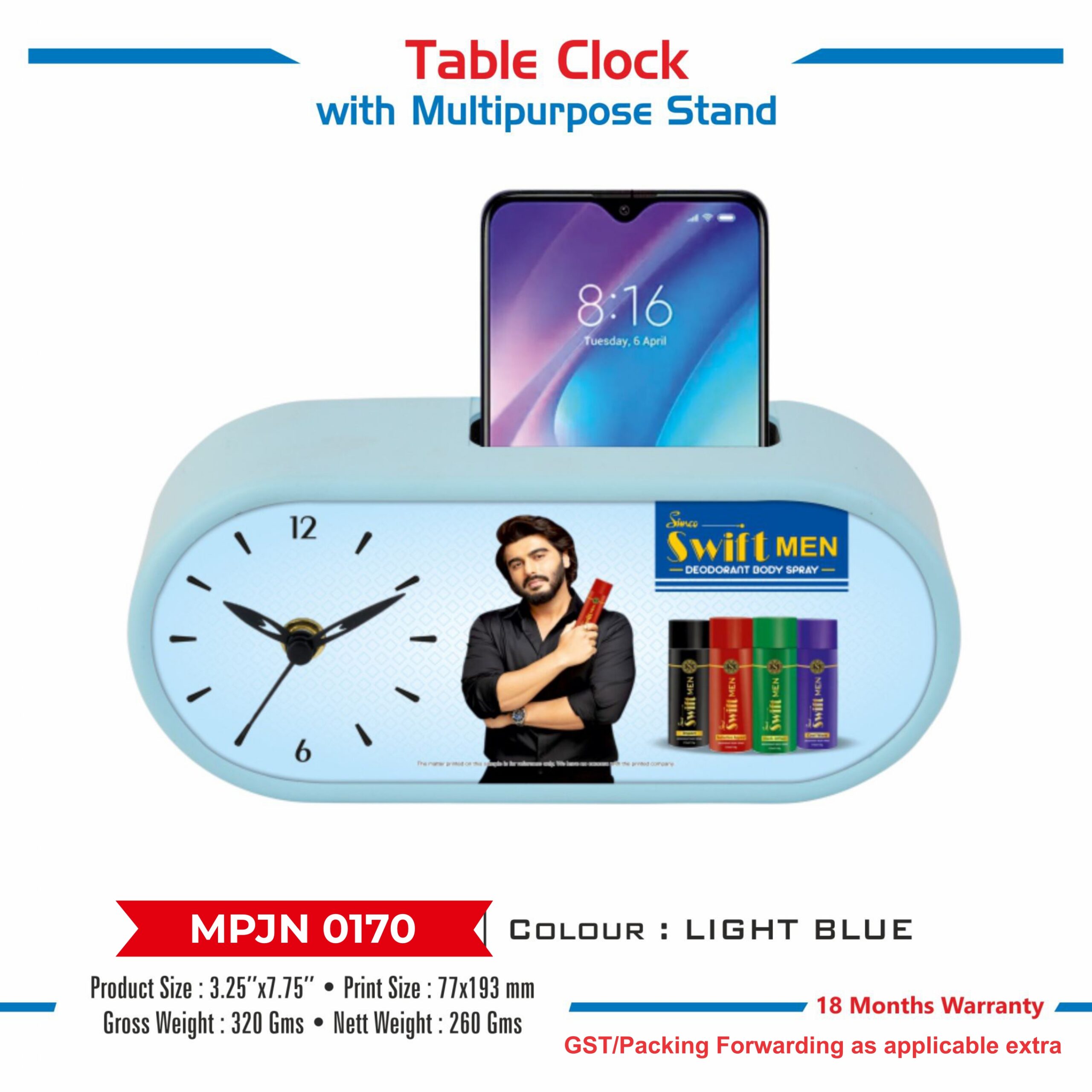Table Clock with Multipurpose Stand - Code : MPJN 0170