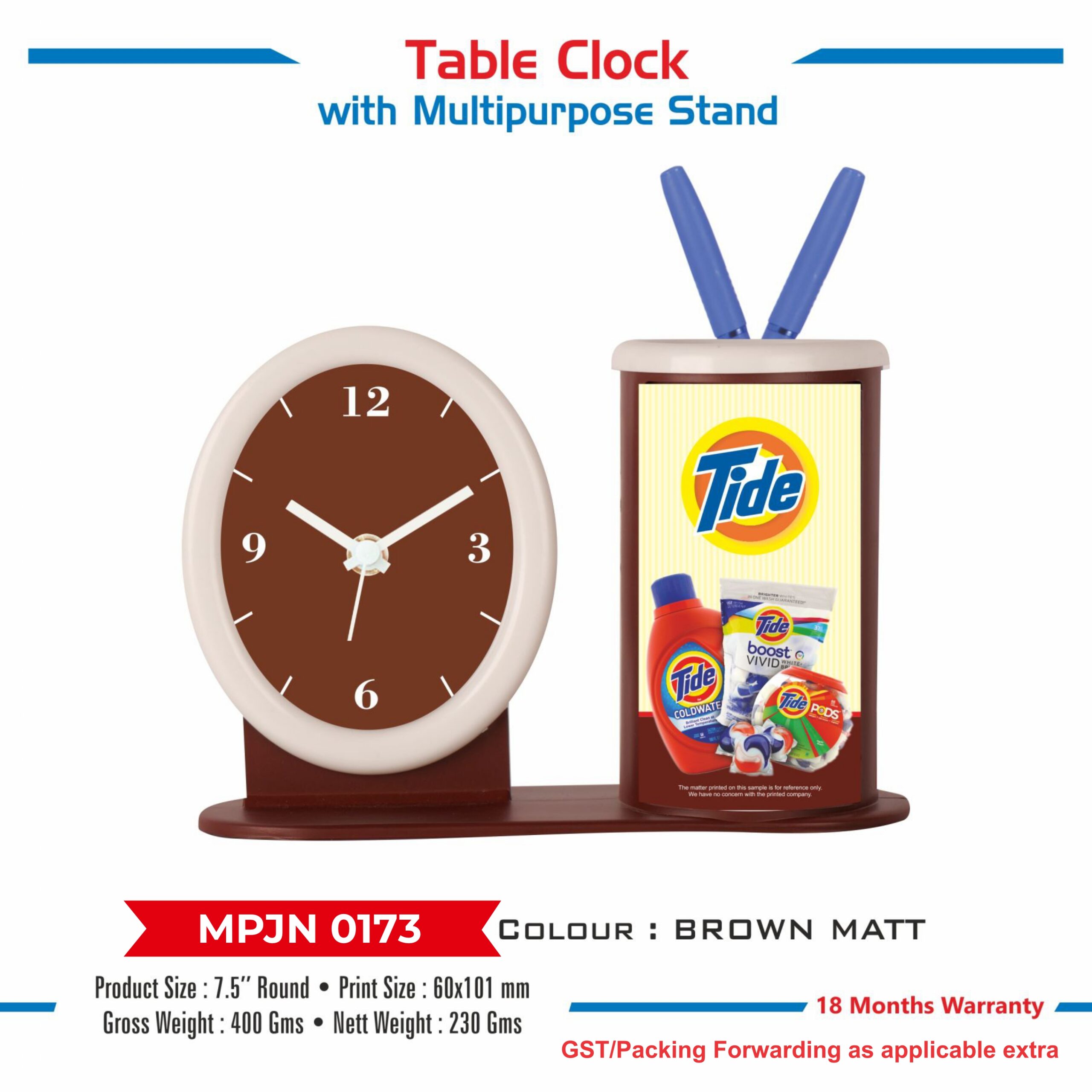 Table Clock with Multipurpose Stand - Code : MPJN 0173