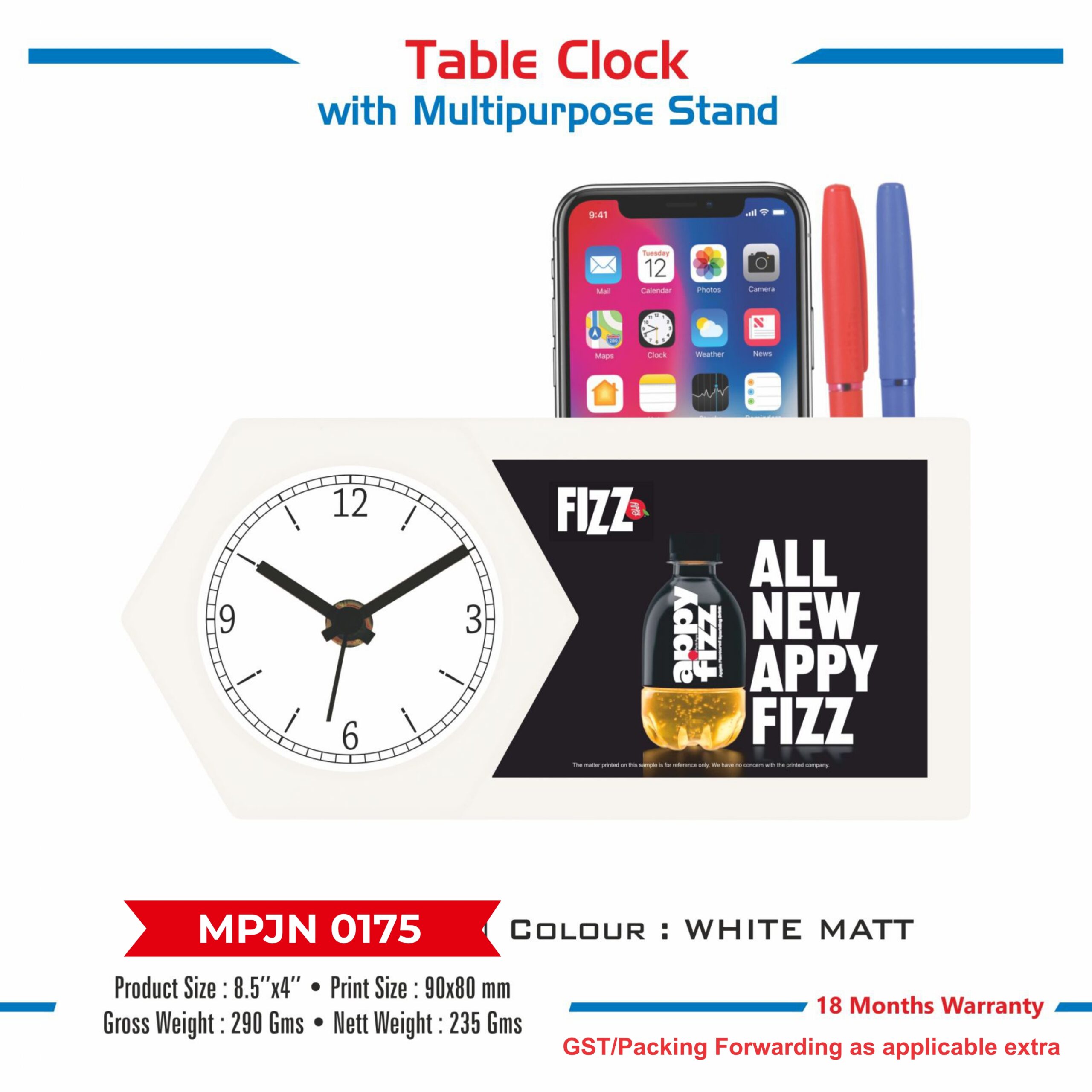 Table Clock with Multipurpose Stand - Code : MPJN 0175