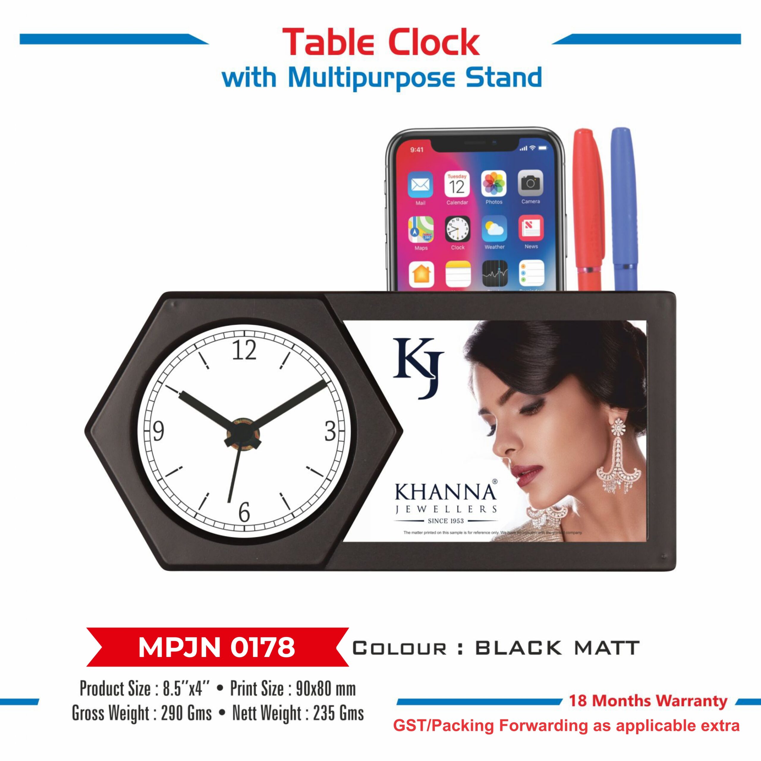 Table Clock with Multipurpose Stand - Code : MPJN 0178