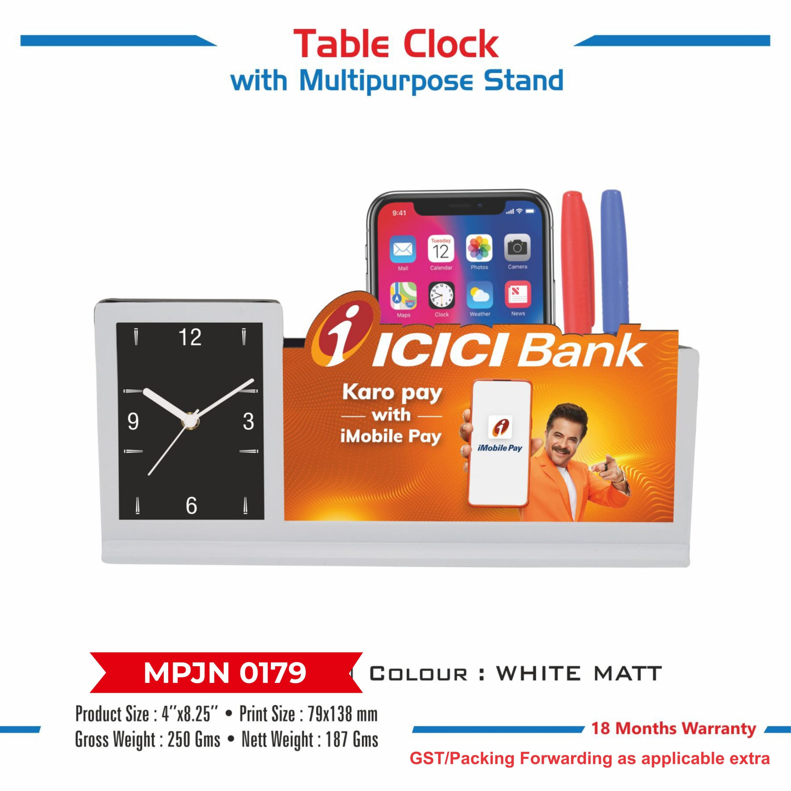 Table Clock with Multipurpose Stand - Code : MPJN 0179