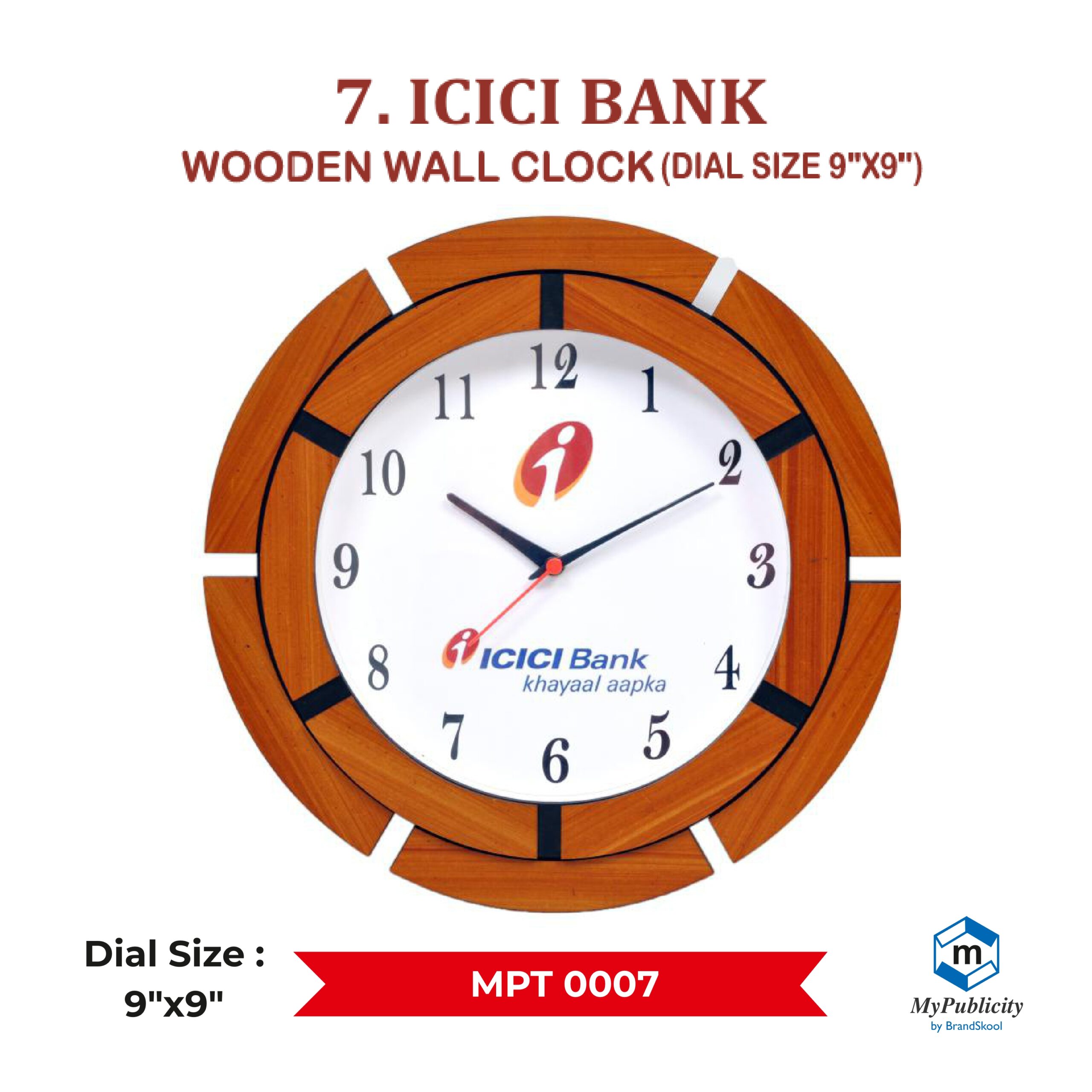 Premium Wooden Wall Clock - Code : MPT 0007